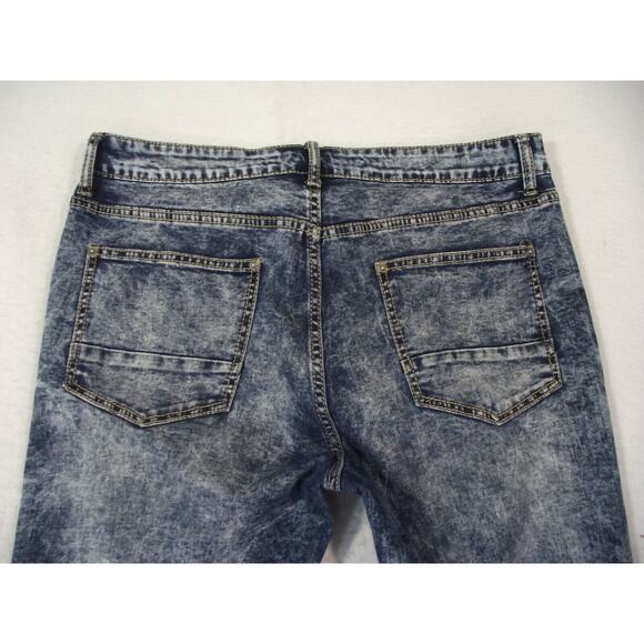 Rutherford Men's Jeans 36 x 34 blue acid wash distressed Flex skinny fit blue - Picture 7 of 11